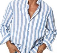 Ericdress Print European Stripe Single-Breasted Fall Men’s Shirt
