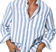 Ericdress Print European Stripe Single-Breasted Fall Men’s Shirt