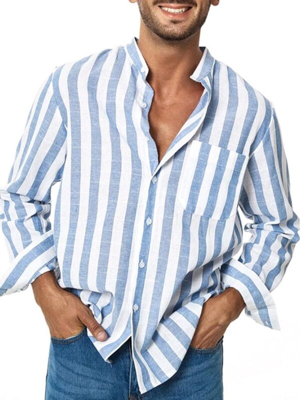 Ericdress Print European Stripe Single-Breasted Fall Men's Shirt
