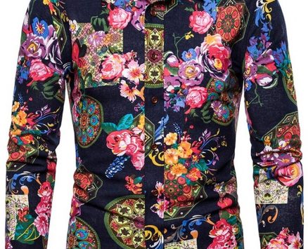 Ericdress Print Floral Lapel Men’s Shirt