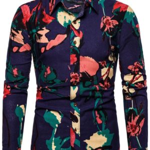 Ericdress Print Floral Lapel Single-Breasted Spring Men's Shirt