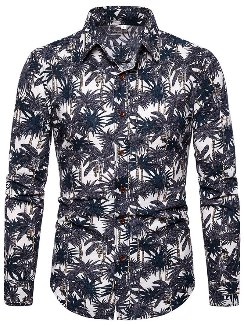 Ericdress Print Floral Lapel Single-Breasted Spring Men's Shirt