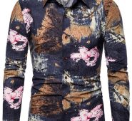 Ericdress Print Floral Lapel Single-Breasted Spring Men’s Shirt