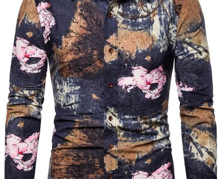 Ericdress Print Floral Lapel Single-Breasted Spring Men’s Shirt