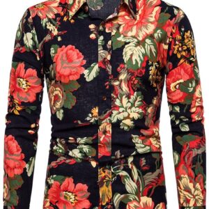 Ericdress Print Floral Lapel Single-Breasted Spring Men's Shirt