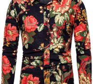 Ericdress Print Floral Lapel Single-Breasted Spring Men’s Shirt