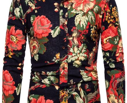 Ericdress Print Floral Lapel Single-Breasted Spring Men’s Shirt