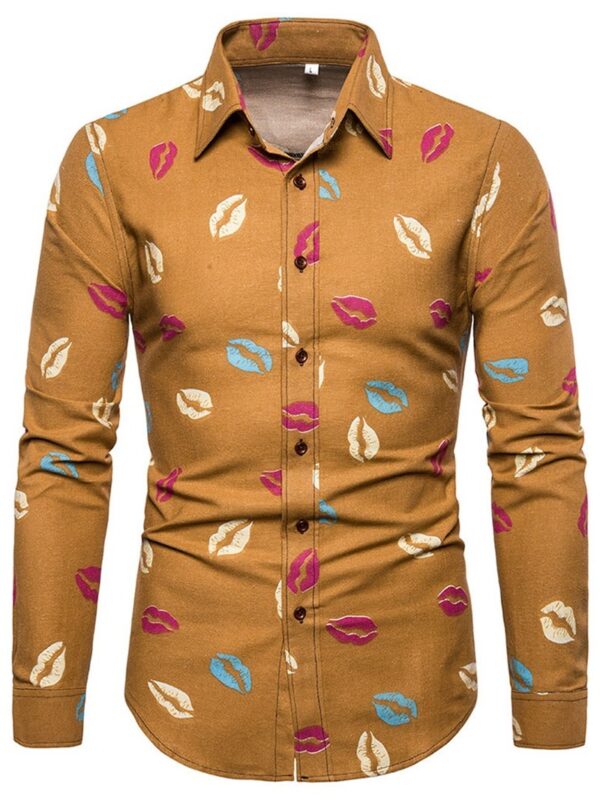 Ericdress Print Floral Lapel Single-Breasted Spring Men's Shirt