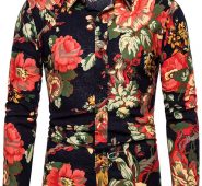 Ericdress Print Floral Lapel Single-Breasted Spring Men’s Shirt