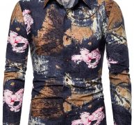 Ericdress Print Floral Lapel Single-Breasted Spring Men’s Shirt