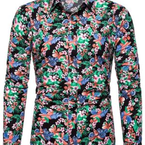 Ericdress Print Floral Lapel Single-Breasted Spring Men's Shirt