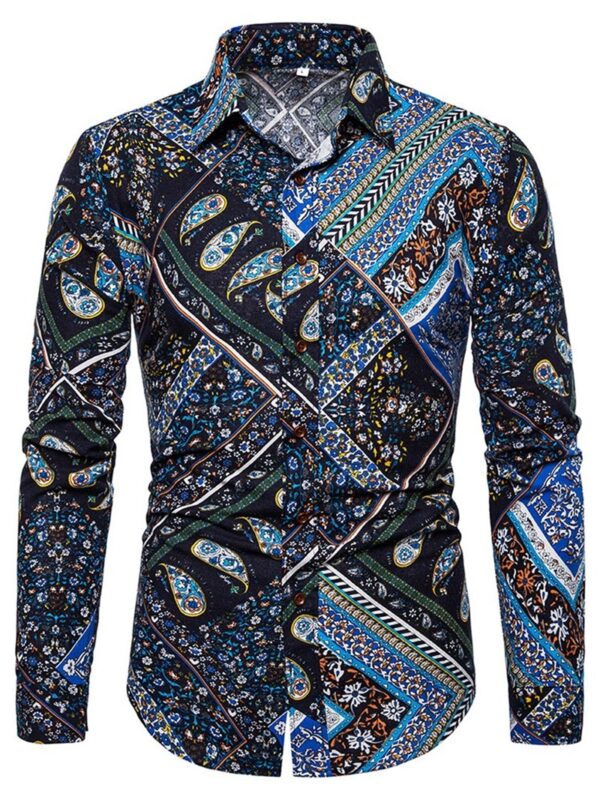 Ericdress Print Floral Lapel Single-Breasted Spring Men's Shirt