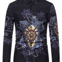 Ericdress Print Lapel European Single-Breasted Men’s Shirt