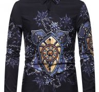 Ericdress Print Lapel European Single-Breasted Men’s Shirt