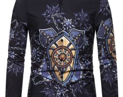 Ericdress Print Lapel European Single-Breasted Men’s Shirt