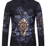 Ericdress Print Lapel European Single-Breasted Men’s Shirt