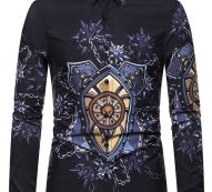 Ericdress Print Lapel European Single-Breasted Men’s Shirt
