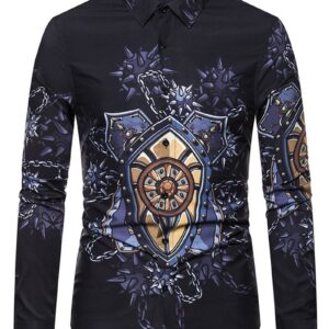 Ericdress Print Lapel European Single-Breasted Men's Shirt