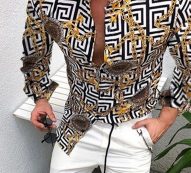 Ericdress Print Plaid Square Neck Loose Men’s Shirt