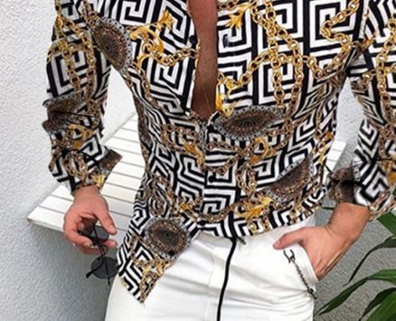 Ericdress Print Plaid Square Neck Loose Men’s Shirt