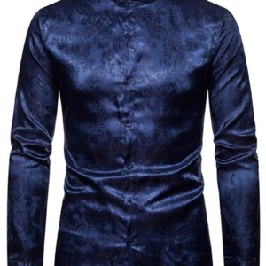 Ericdress Print Plain Stand Collar Single-Breasted Men's Shirt