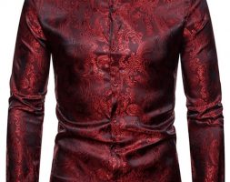 Ericdress Print Plain Stand Collar Single-Breasted Men’s Shirt