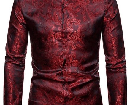 Ericdress Print Plain Stand Collar Single-Breasted Men’s Shirt