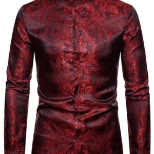 Ericdress Print Plain Stand Collar Single-Breasted Men's Shirt