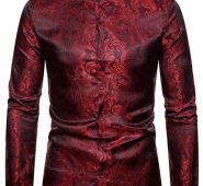 Ericdress Print Plain Stand Collar Single-Breasted Men’s Shirt