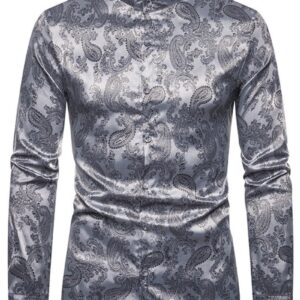 Ericdress Print Plain Stand Collar Single-Breasted Men's Shirt