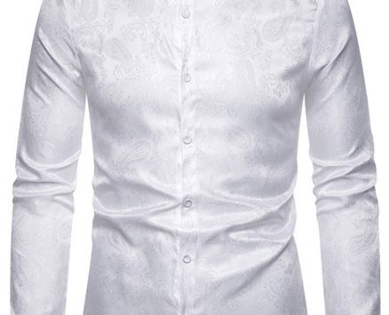 Ericdress Print Plain Stand Collar Single-Breasted Men’s Shirt
