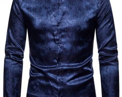 Ericdress Print Plain Stand Collar Single-Breasted Men’s Shirt
