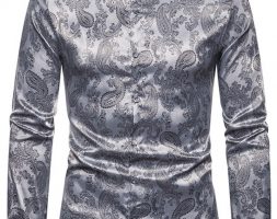 Ericdress Print Plain Stand Collar Single-Breasted Men’s Shirt