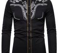 Ericdress Print Plant Lapel Single-Breasted Fall Men’s Shirt