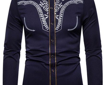 Ericdress Print Plant Lapel Single-Breasted Fall Men’s Shirt