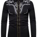 Ericdress Print Plant Lapel Single-Breasted Fall Men’s Shirt