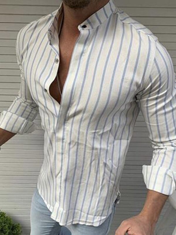 Ericdress Print Stand Collar European Slim Single-Breasted Men's Shirt