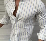 Ericdress Print Stand Collar European Slim Single-Breasted Men’s Shirt