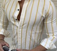 Ericdress Print Stand Collar European Slim Single-Breasted Men’s Shirt