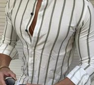 Ericdress Print Stand Collar European Slim Single-Breasted Men’s Shirt