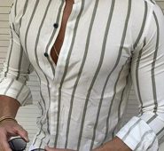 Ericdress Print Stand Collar European Slim Single-Breasted Men’s Shirt