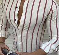 Ericdress Print Stand Collar European Slim Single-Breasted Men’s Shirt