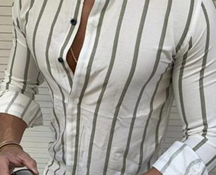 Ericdress Print Stand Collar European Slim Single-Breasted Men’s Shirt