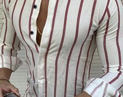 Ericdress Print Stand Collar European Slim Single-Breasted Men’s Shirt