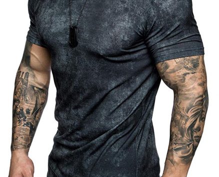 Ericdress Round Neck Casual Color Block Mens T-shirt