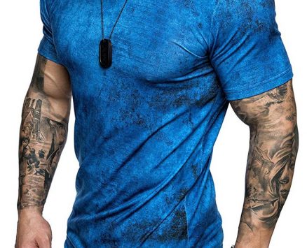 Ericdress Round Neck Casual Color Block Mens T-shirt