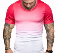 Ericdress Round Neck Casual Gradient Slim Mens T-shirt