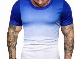 Ericdress Round Neck Casual Gradient Slim Mens T-shirt