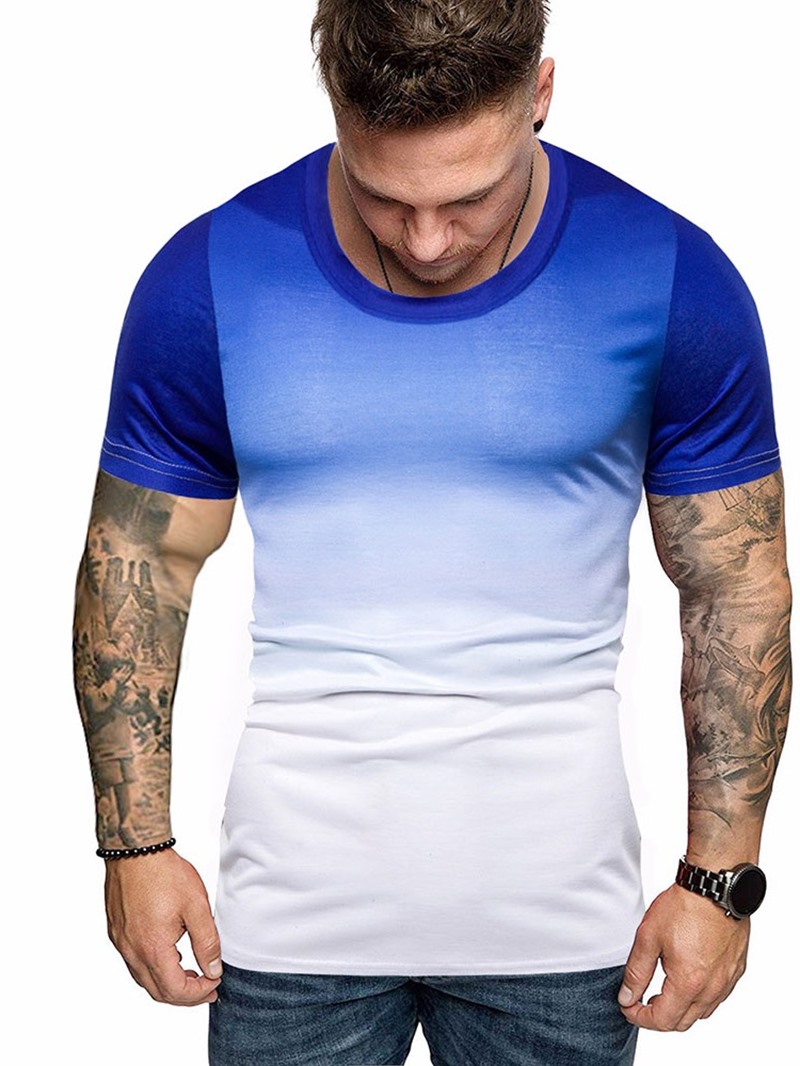 Ericdress Round Neck Casual Gradient Slim Mens T-shirt