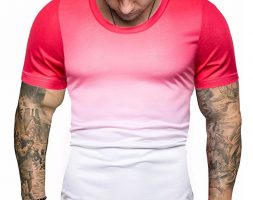 Ericdress Round Neck Casual Gradient Slim Mens T-shirt